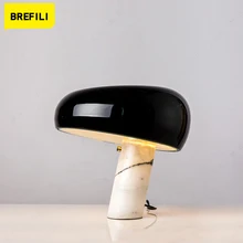 Mushroom Table Lamp Marble Kid Study LED Desk Light Household Black Bedside Living Bedroom Decor Cute Italian Snoopy Night Light