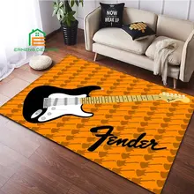 Music Fender Guitar Pattern Rug for Bedroom Living Room Carpet for Kitchen Floor Mats Home Decor Non-Slip Floor Pad Rug 15 Sizes