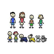My Family Car Sticker Anime A Large Family Dog Cat Cartoon Stickers Vinyl Waterproof Decals for Auto Motorcycles 20cm*15cm