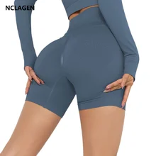 NCLAGEN Workout Scrunch Shorts Peach Hip Lifting Fitness Seamless Leggings High Waist Elastic GYM Tummy Control Yoga bottoms