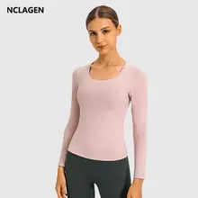 NCLAGEN Yoga Blouse Women Long Sleeve Autumn And Winter Naked-feel Fabric Leisure Sports T-shirt Female Elastic Gym Fitness Top