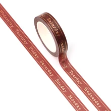 NEW 10pcs/Lot Decorative Foil Brown Background Week Washi Tapes Planner Adhesive Masking Tape Cute Stationery