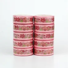 NEW 10pcs/Lot Decorative Pink Flowers Japanese Washi Tapes for Journaling Adhesive Masking Tape Cute Stationery