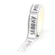 NEW  1PC 10M Decorative Black and White Week Washi Tapes Japanese Scrapbooking Journaling Adhesive Masking Tape Stationery