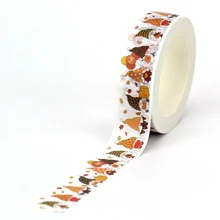 NEW 1PC 10M Decorative Gnome in Autumn Doodle Cartoon Washi Tape for Journaling Adhesive Masking Tape Cute Papeleria