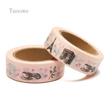 NEW 1PC 15mm x 10m Paris Hand Drawn Symbols Set Catoon Washi Tape Scrapbook Masking Adhesive Washi Tape Stationery