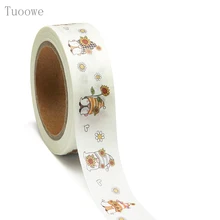 NEW 1PC 15mm x 10m Sunflower Gnomes Spring Summer Cartoon Washi Tape Scrapbook Masking Adhesive Washi Tape Stationery