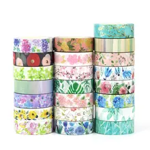 NEW 1PC Decorative Beautiful Floral Leaves Washi Tape Set Scrapbooking Journaling Adhesive Masking Tape Cute Stationery Supplies