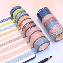 NEW 1pc Cute Plaid Grid Washi Tape Set Kawaii Scrapbooking Tool Adhesive Masking Tape Photo Album Diy Decorative Tape Stationery