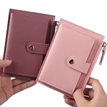 NEW Women Wallets PU Leather Female Purse Mini Hasp Solid Multi-Cards Holder Coin Short Wallets Slim Small Wallet Zipper Hasp