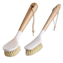 Natural Bamboo Handle Cleaning Brush Sisal Bristles Scrub Brush for Dish Cast Iron Skillet Pots Pans Pot Brush Kitchen Cleaning