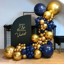 Navy Blue Balloons Arch Garland Kit  Chrome Gold Balloons for Wedding Graduation Birthday Party Decor