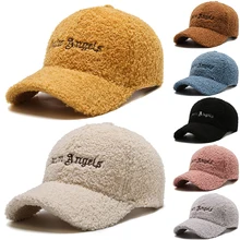 New 2022 Winter Lamb Wool Baseball Cap Letter Embroidery Women Sun Hat Lady Girls Outdoor Warm Winter Spring Plush Caps Women