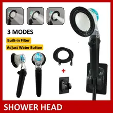 New 3 Modes Turbo Propeller Shower Head High Pressure Handheld Shower With Small Fan ABS Filter Showerhead Bathroom Accessories
