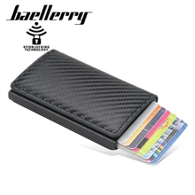 New Aluminum Wallet Metal Credit Card Holder Automatic Elastic PU Leather Antitheft Rfid Blocking Wallet PassPort Holder Men
