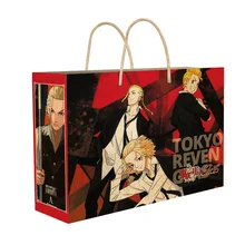 New Anime Tokyo Revengers Vintage Kraft Paper Lucky Gift Bag Cartoon Figure Postcard Badge Balloon Cosplay Gift