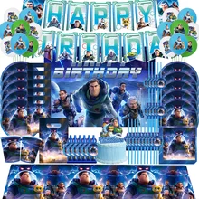 New Buzz Lightyear Toy Story Boy Birthday Party Decorations Disposable Tableware Paper Napkins Cups Plates Kids Party Supplies