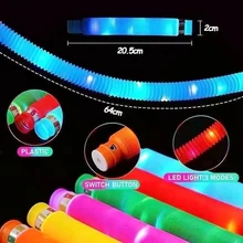 New Decompression Pops Stretch Tube Telescopic Tube Children's LED Luminous Corrugated Light color corrugated Tube Vent Toys