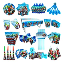 New Disney The Avengers Design Boys Birthday Party Decorations Balloon Paper Cups Plates Box Baby Shower Disposable Tableware