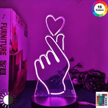 New Finger Heart Led Night Light Touch Sensor Colorful Kids Nightlight for Bedroom Decoration Usb Battery Powered Desk Lamp Gift