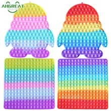 New Giant pop bubbles Puzzle Fidget Square Rainbow Big pops XXL Among toy Tie dye Simple Dimple Toy Stress Toy for Children Gift