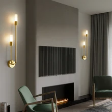 New Modern Simple Copper Design LED Wall Lamp For Living Room Bedroom Bedside TV Wall Aisle Art Creativity Gold Decorative Light