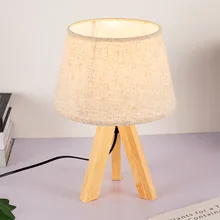 New Nordic Table Lamp Japanese Creative Wood Bedroom Bedside Led Desk Light Lamp Living Room Study Fabric Reading Lamp Wooden