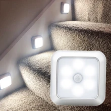 New PIR Body Motion Sensor Activated Battery Night Light 6 LEDs Cabinet Light Wall Lamp for Home Bedside Stairs Kitchen Lighting