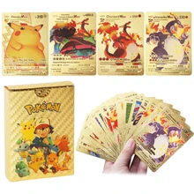 New Pokemon Cards Metal Gold Sliver Spanish Vmax GX Energy Card Charizard Pikachu Rare Collection Battle Trainer Boys Gift
