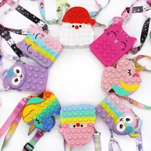 New Pop Children Antistress Fidget Toy Stellalou Unicorns Push Bubble Girls Bags Women Cute Santa Claus Antis Tress Kid Gifts