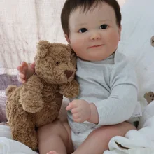 New Realistic 60cm Baby Reborn Doll Silicone Complete JUNE AWAKE Handmade 3D Skins Sweet Face Toddler Original Lifelike Children