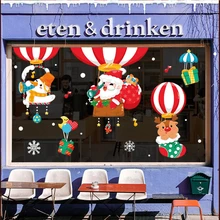 New Santa Claus Deer Wall Window No Trace Stickers Christmas Decorations For Home Ornaments Xmas Gifts New Year