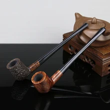New Vintage Straight Smoking Pipe Briar Wood Pipe Multi Choice 3mm Metal Filter Briar Pipe 17cm Long Mini Tobacco Pipe