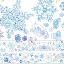 New Washi Tape Decorative Sticker Winter Landscape Blue Snowflake