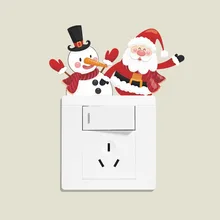 New Year Christmas Wall Stickers Holiday Switch Stickers Xmas Wall Switch Decorative Removable Wall Stickers Decor