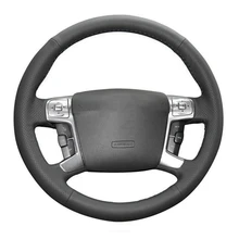Non-Slip Black Artificial Leather Braid Car Steering Wheel Cover For Ford Mondeo Mk4 S-Max Ford Focus 3 Kuga Car Accessories