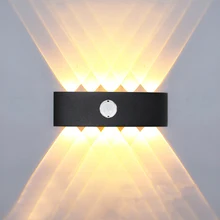 Nordic LED Wall Lamp Waterproof Outdoor Lighting Aluminum PIR Motion Sensor Wall Light Garden Porch Sconces Fixture AC85-265V