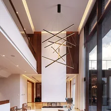 Nordic Modern Creative Aluminum Bar LED Chandelier Interior Pendant Lighting Living Kitchen Lamp Staircase Ceiling Chandeliers