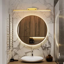 Nordic light luxury led mirror headlight bathroom waterproof and anti-fog bathroom mirror cabinet modern minimalist fill light v