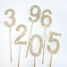 Number Cake Rhinestone 0-9 Diamond Number Birthday Anniversary Party Cake Decoration Tools Baking Wedding Decoration