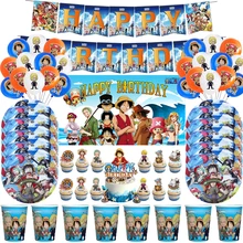 ONE PIECE Kids Favors Anime Birthday Party Disposable Tableware Luffy Backdrop Baby Shower Wedding Party Decoration Supplies