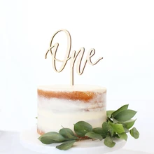 One First Birthday Cake Topper DIY Baking Supplies Wood Letter Cake Decoration Tools Dessert Party Decor Birthday Favor
