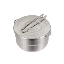 Outdoor Camping Stainless Steel Pot Bento Pot Folding Handle Pot Set Backpacking Tourism Picnic Camping Cookware Kitchenware