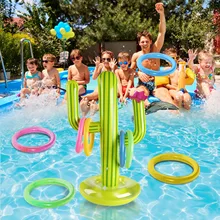 Outdoor Swimming Pool Accessories Inflatable Cactus Ring Toss Game Set Floating Pool Toys Beach Supplies Party Bar Travel бассей