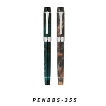 PENBBS 355 Resin Piston Fountain Pen Iridium Fine Nib 0.5mm Silver Clip Ink Pen Beautiful Business Office Writing Gift Pen Set