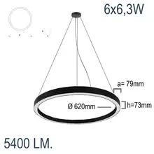 Pamir Lighting 6x6 3W Diameter: 620mm Circular Suspended LED Lighting Fixture  PL8SO6L15C Energy Saving Light  Decorative Design