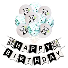 Panda Theme Birthday Party Decoration Set Panda Birthday Flag Balloon Set Birthday Decoration Set