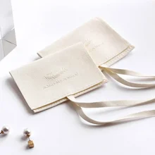 PandaSew 3 x 4 inch Beige Embossed Envelope Microfiber Jewelry Pouch Drawstring Bags