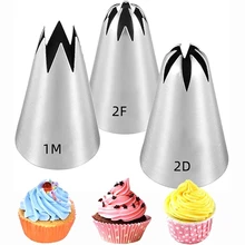 Pastry Nozzles Set Large 2D/1M /2F Stainless Steel Icing Cream Piping Tips Socket Confectionery Cupcake Cake Decorating Tool