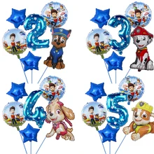 Paw Patrol Birthday Party 2-6 Years Aluminum Foil Number Balloon Toy Happy Birthday For Kids Boys Girls Party Decorations